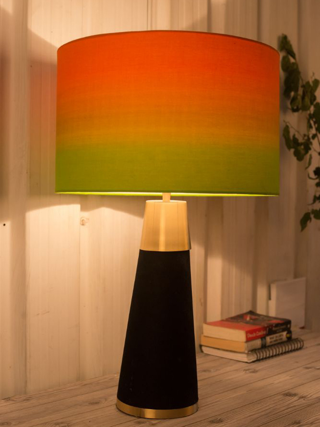 Grated Ginger Black & Orange Velour Table Lamp