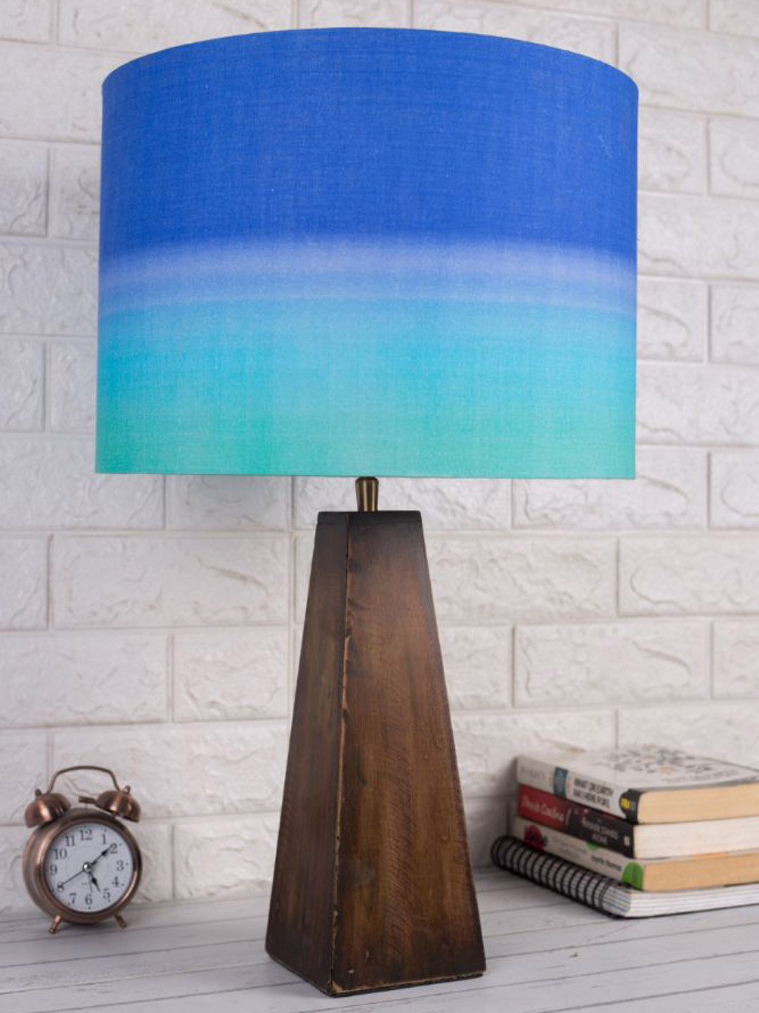 Grated Ginger Brown & Blue Colourblocked Table Lamp