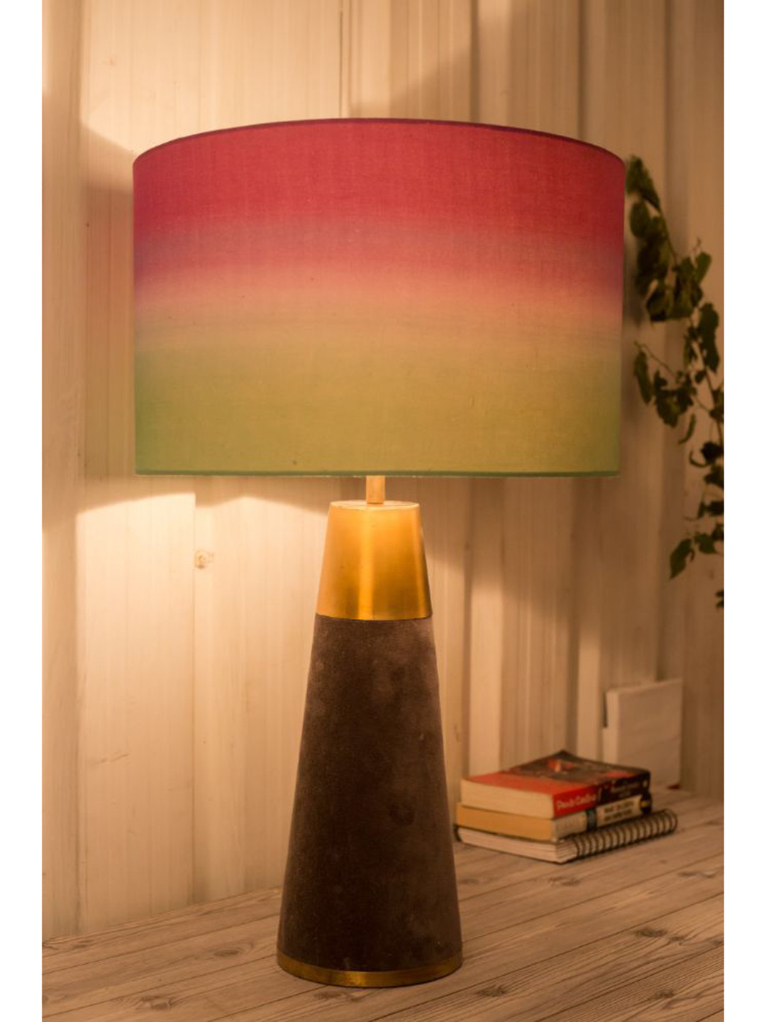 Grated Ginger Brown Velour Table lamp With Shade