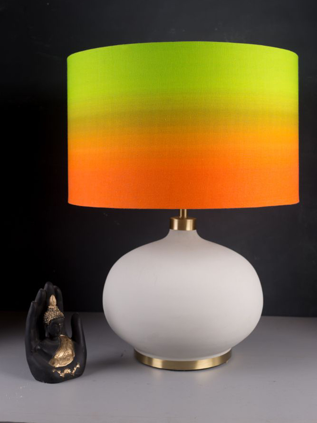 Grated Ginger Grey & Orange Contemporary Cylinder Table Lamp