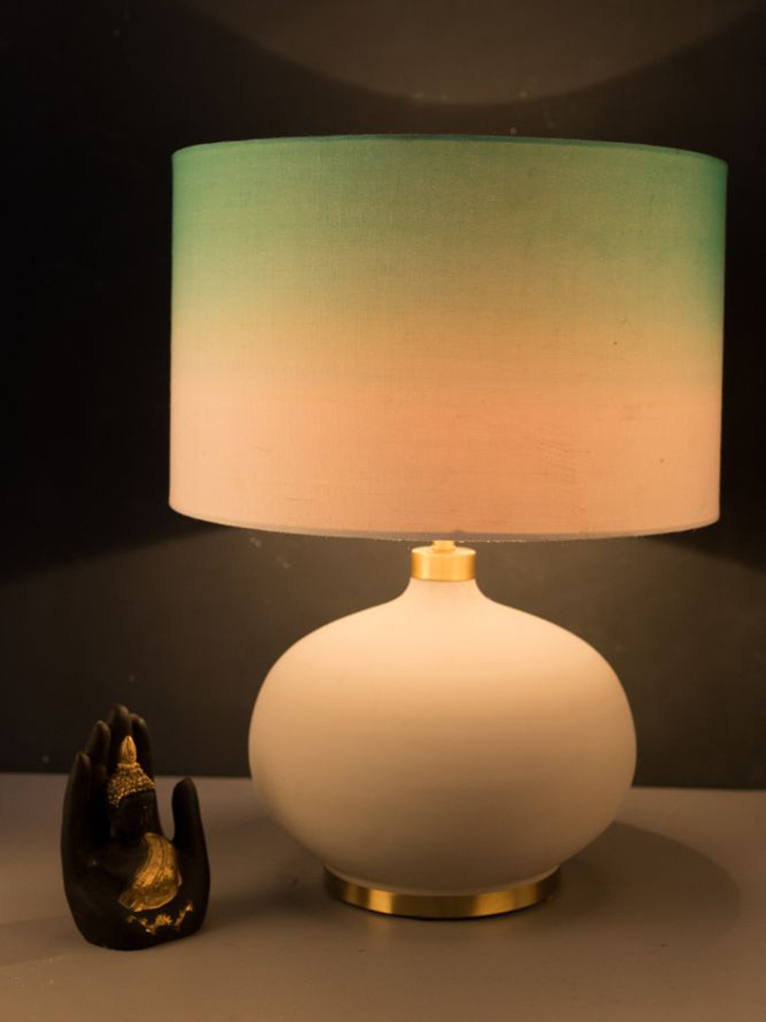 Grated Ginger Grey Womb Table Lamp With Shade