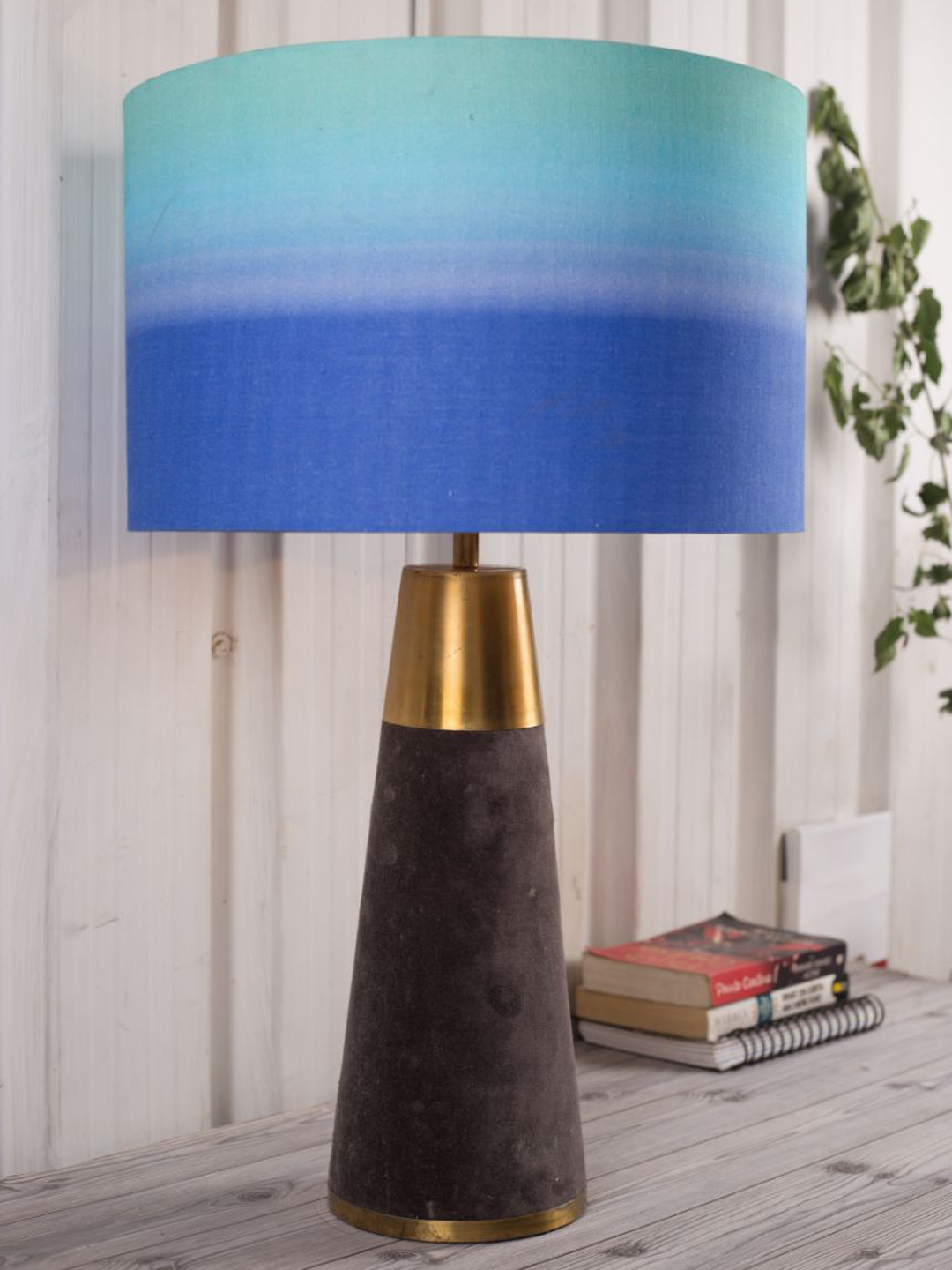 Grated Ginger Blue & Brown Contemporary Table Lamp