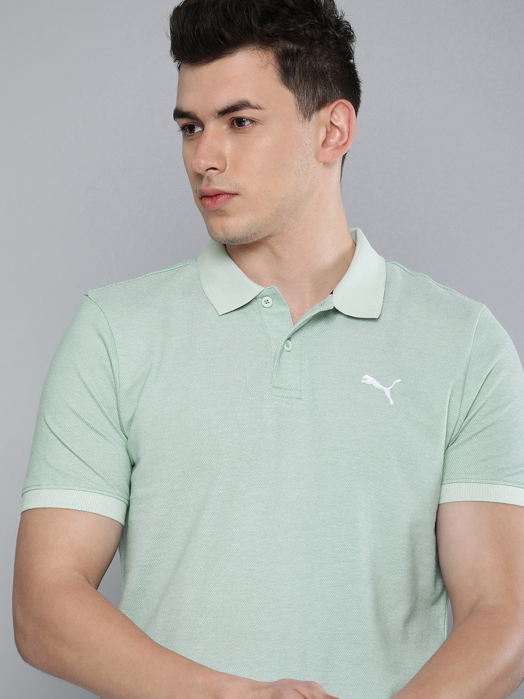 Puma Men Slim Fit Brand Logo Colourblocked Polo Collar T-shirt
