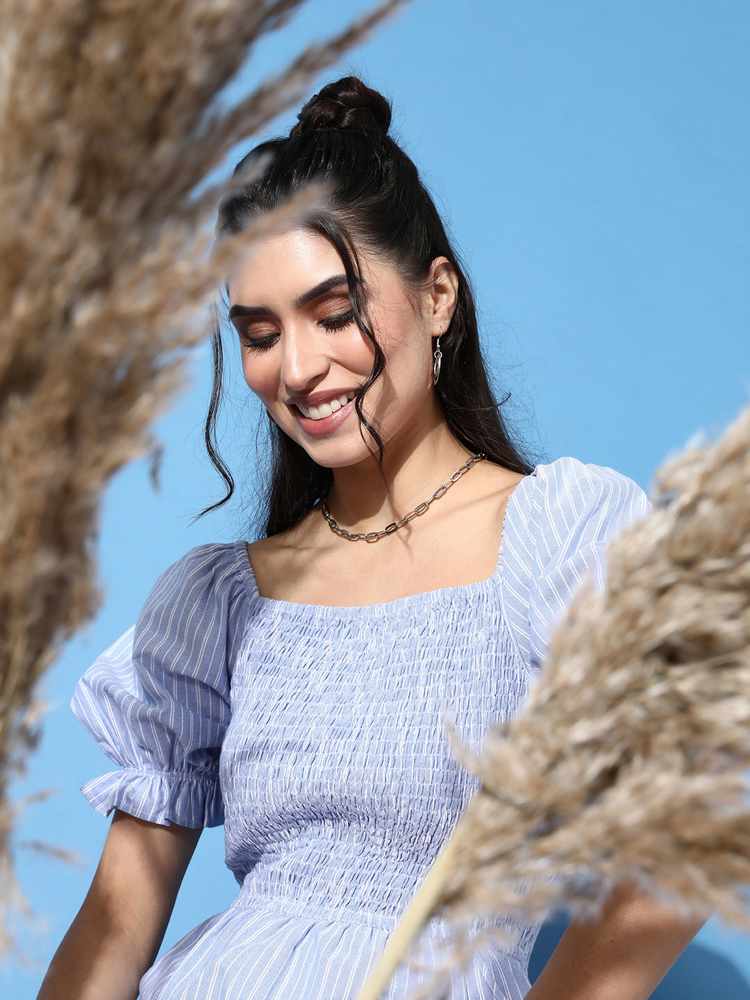 EVERYDAY by ANI Women Stunning Blue Striped Playsuit