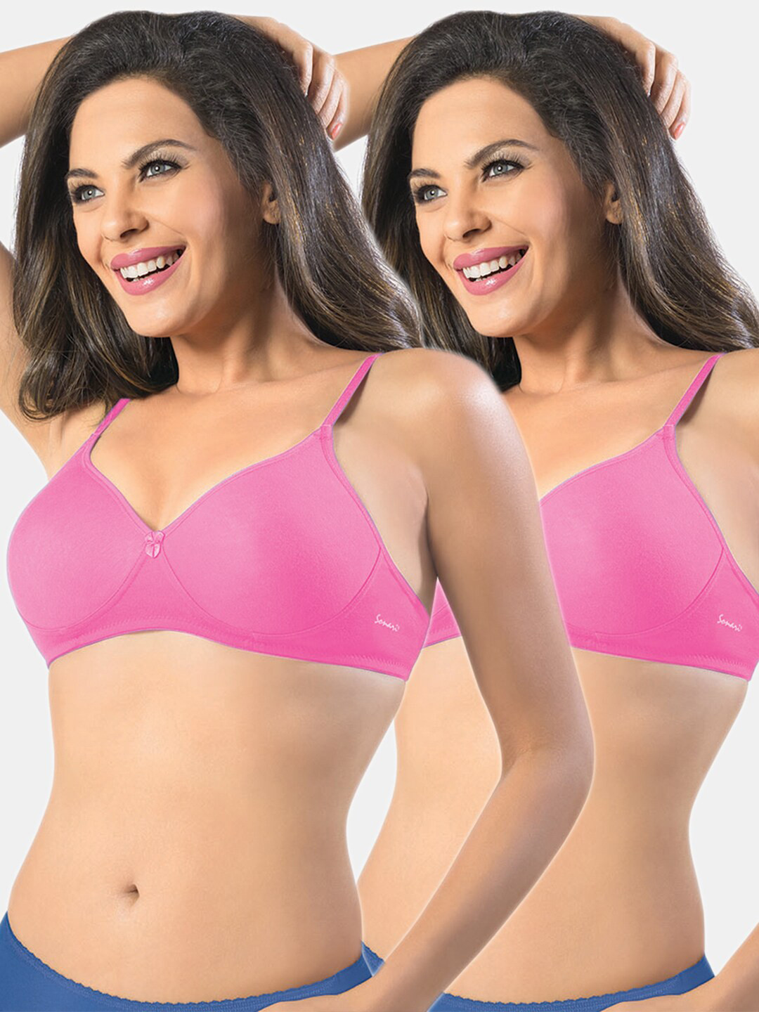 Sonari Pack Of 2 Fuchsia Non-Padded No-Wired T Shirt Bra