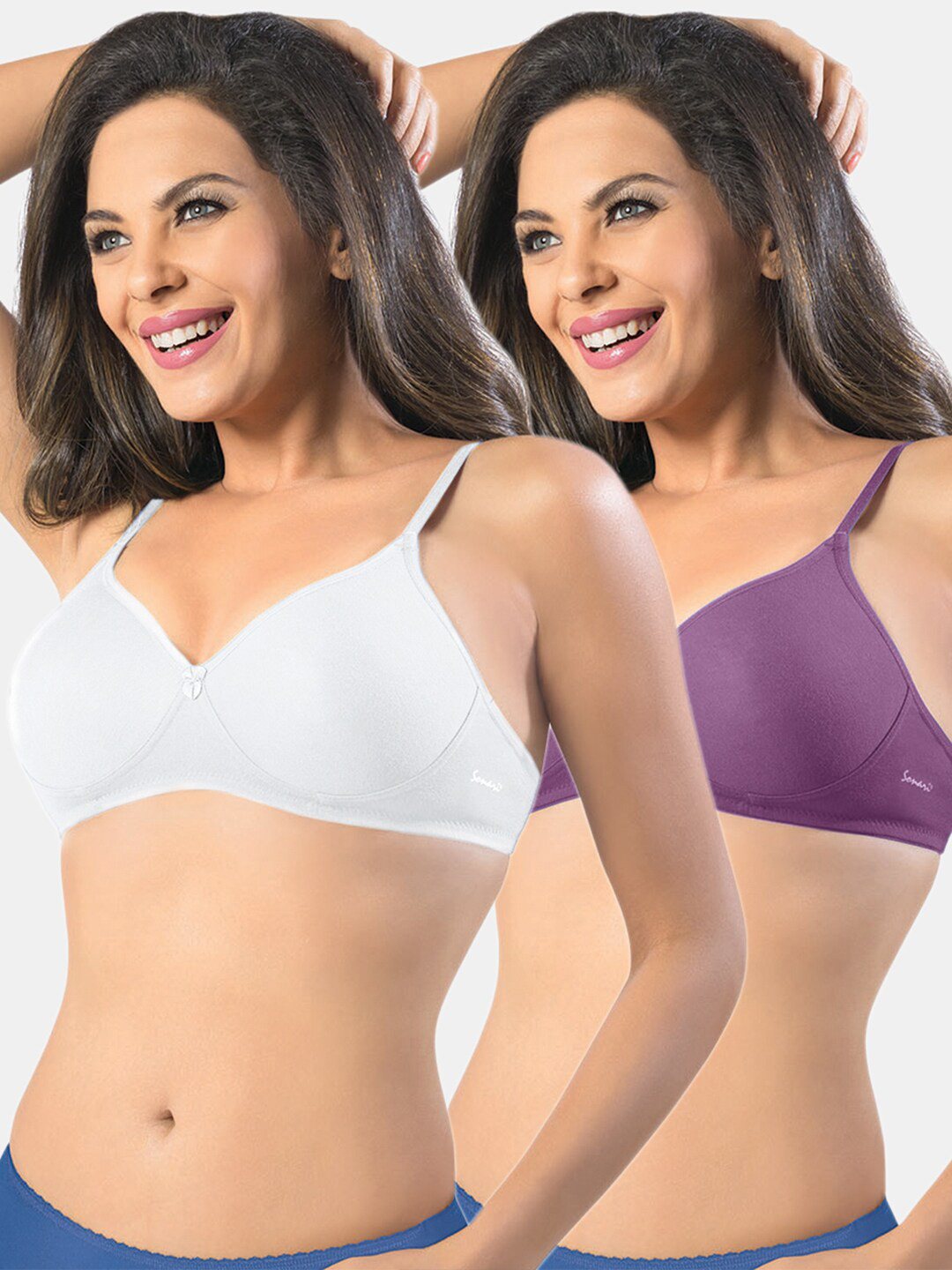 Sonari Set Of 2 Purple & White Bra