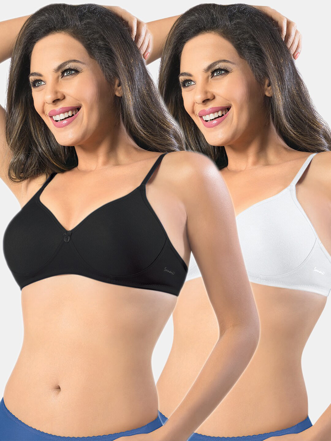 Sonari Pack of 2 White & Black T-shirt Bra