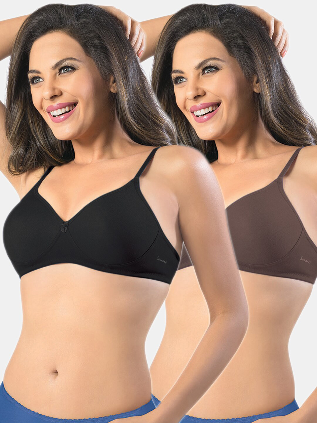 Sonari Black & Brown Women's Regular Bra