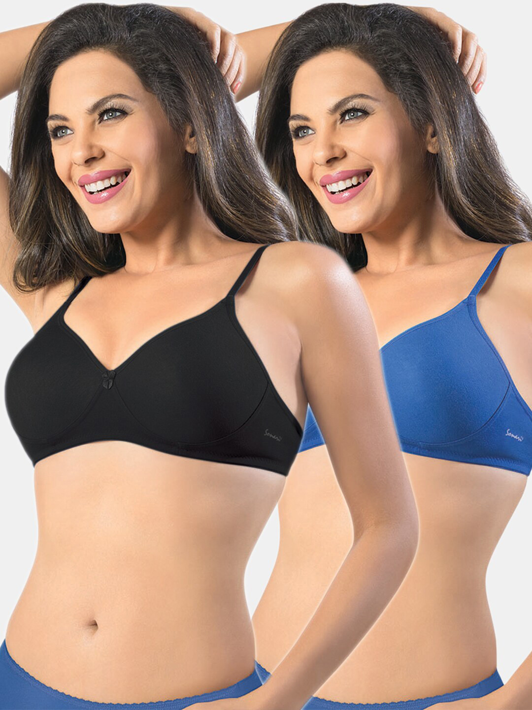 Sonari Black & Blue Women's Regular Bra
