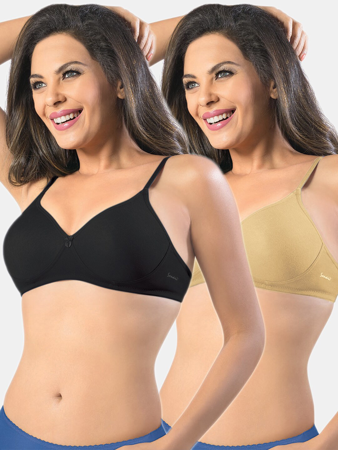 Sonari Tan & Black Pack of 2 T-Shirt Bra