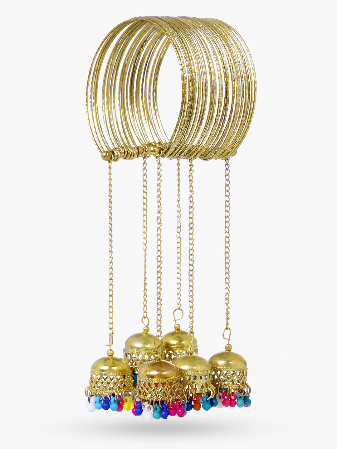 Yellow Chimes Gold-Plated Jhumki Latkan Latkan Adjustable Bangle Bracelet