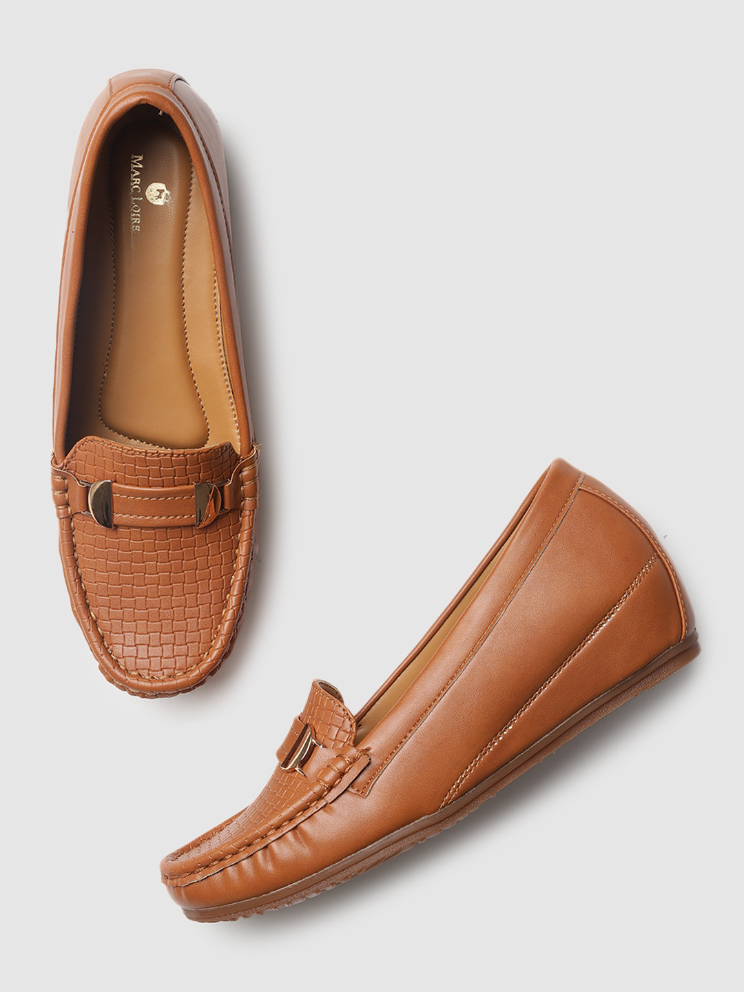 Marc Loire Tan Brown Wedge Loafers