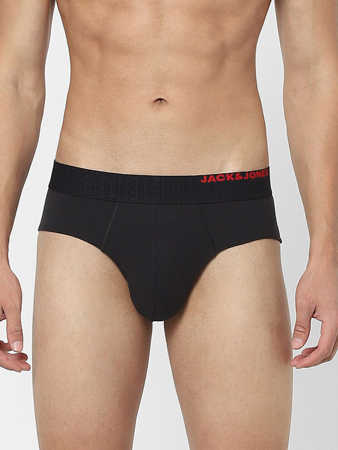 Jack & Jones Men Black Solid Cotton Basic Briefs 116795501