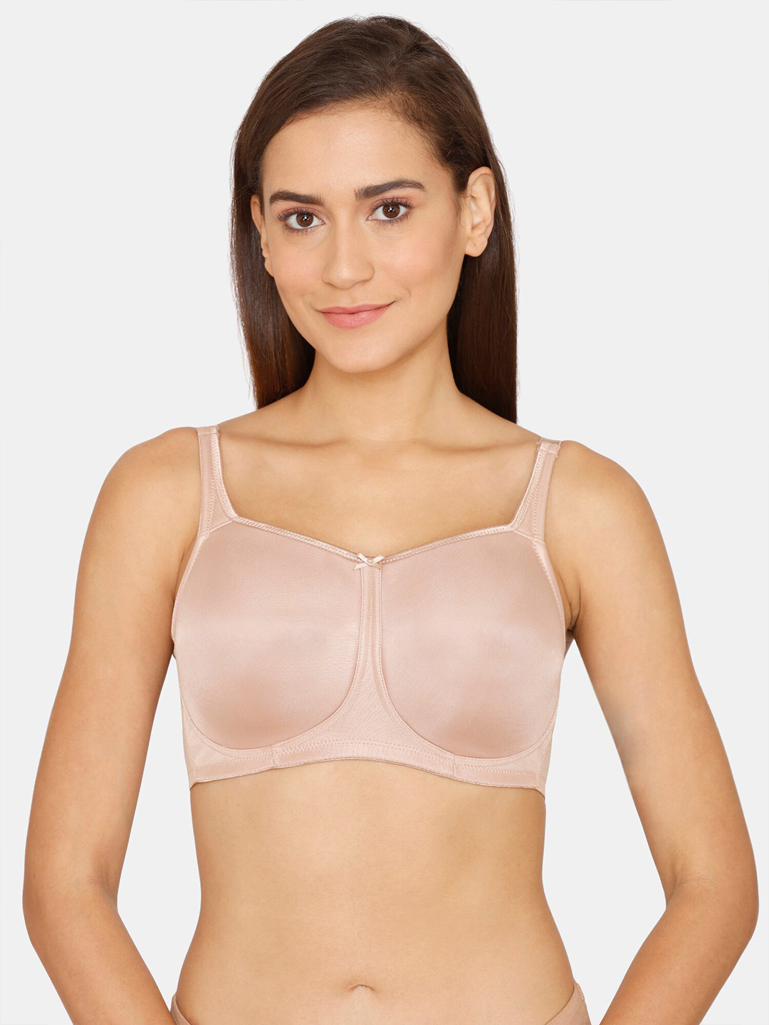 Zivame Beige Padded Non Wired Full Coverage Minimiser Bra