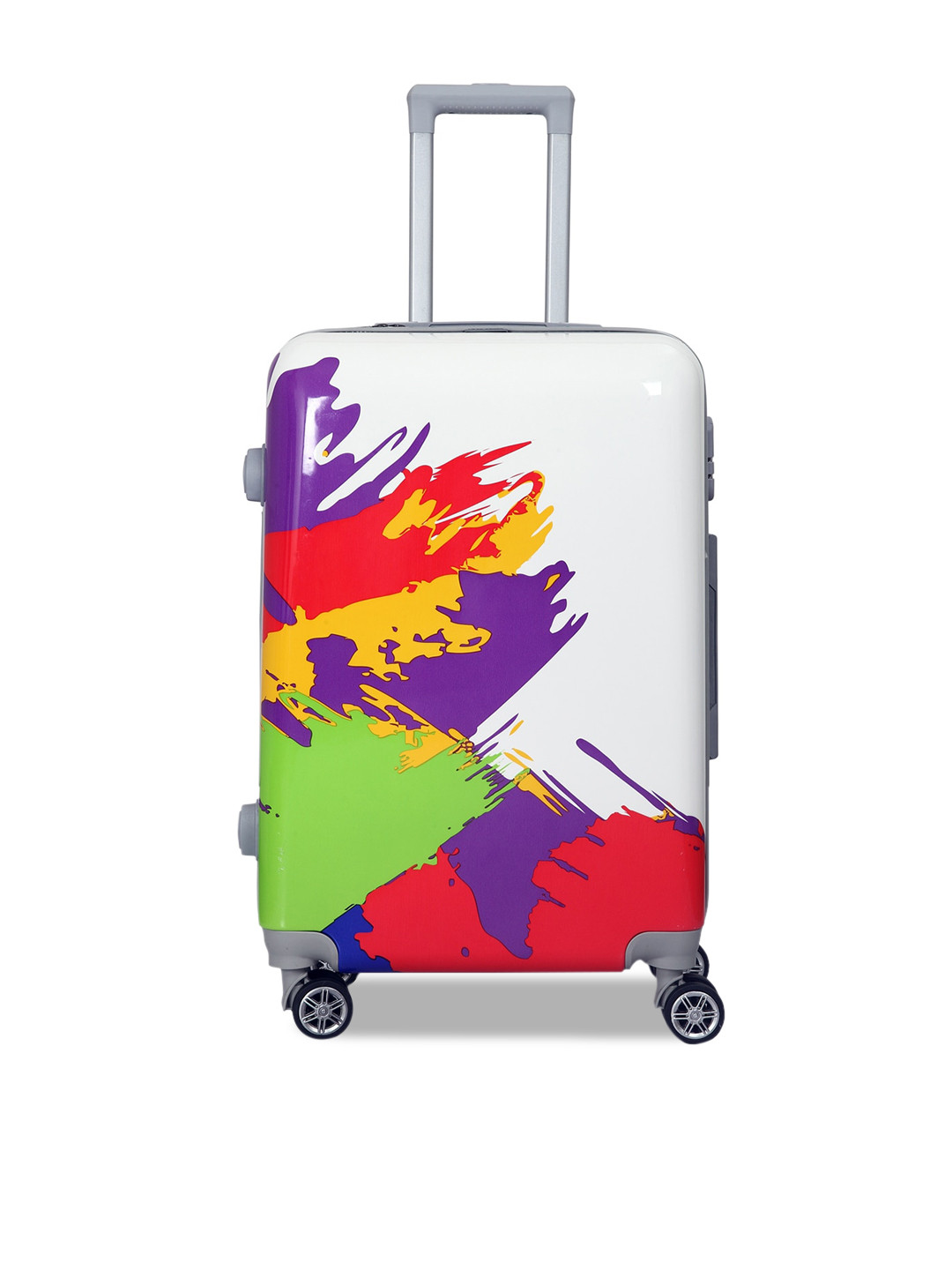Polo Class White & Violet Printed Hard-Sided Medium Trolley Suitcase