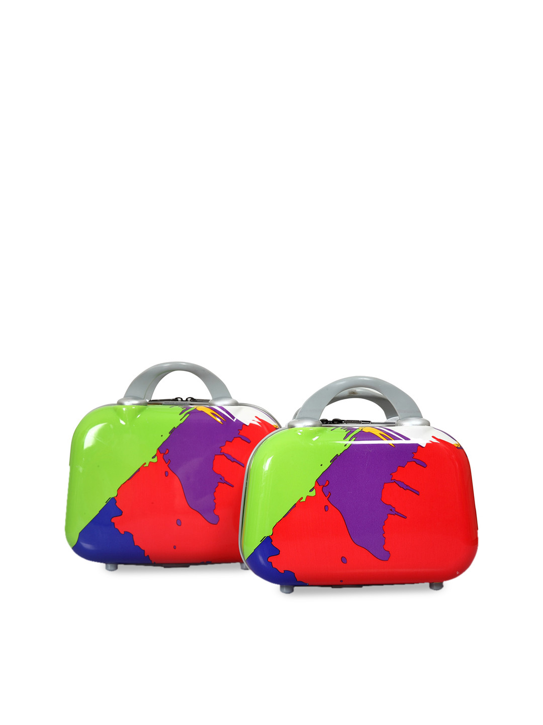 Polo Class Set Of 2 Green & Red Printed Hard-Sided Vanity Bags