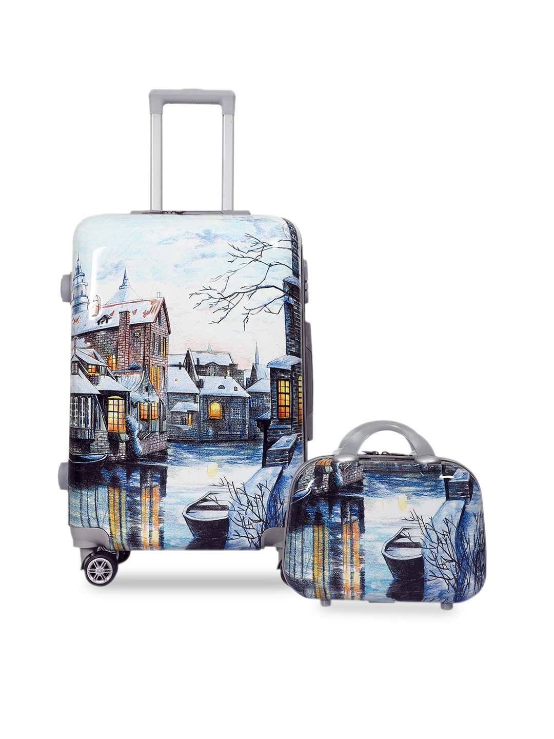 Polo Class Multi-Coloured Printed Trolley Bag & Vanity Bag Set