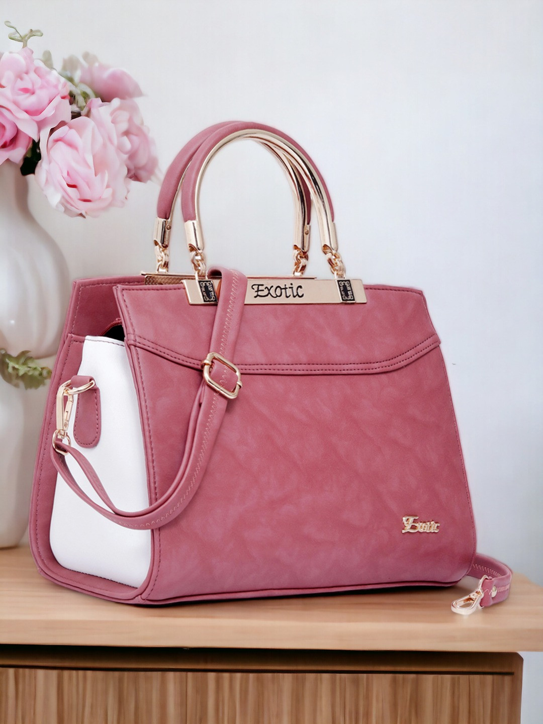 Exotic Pink PU Structured Sling Bag