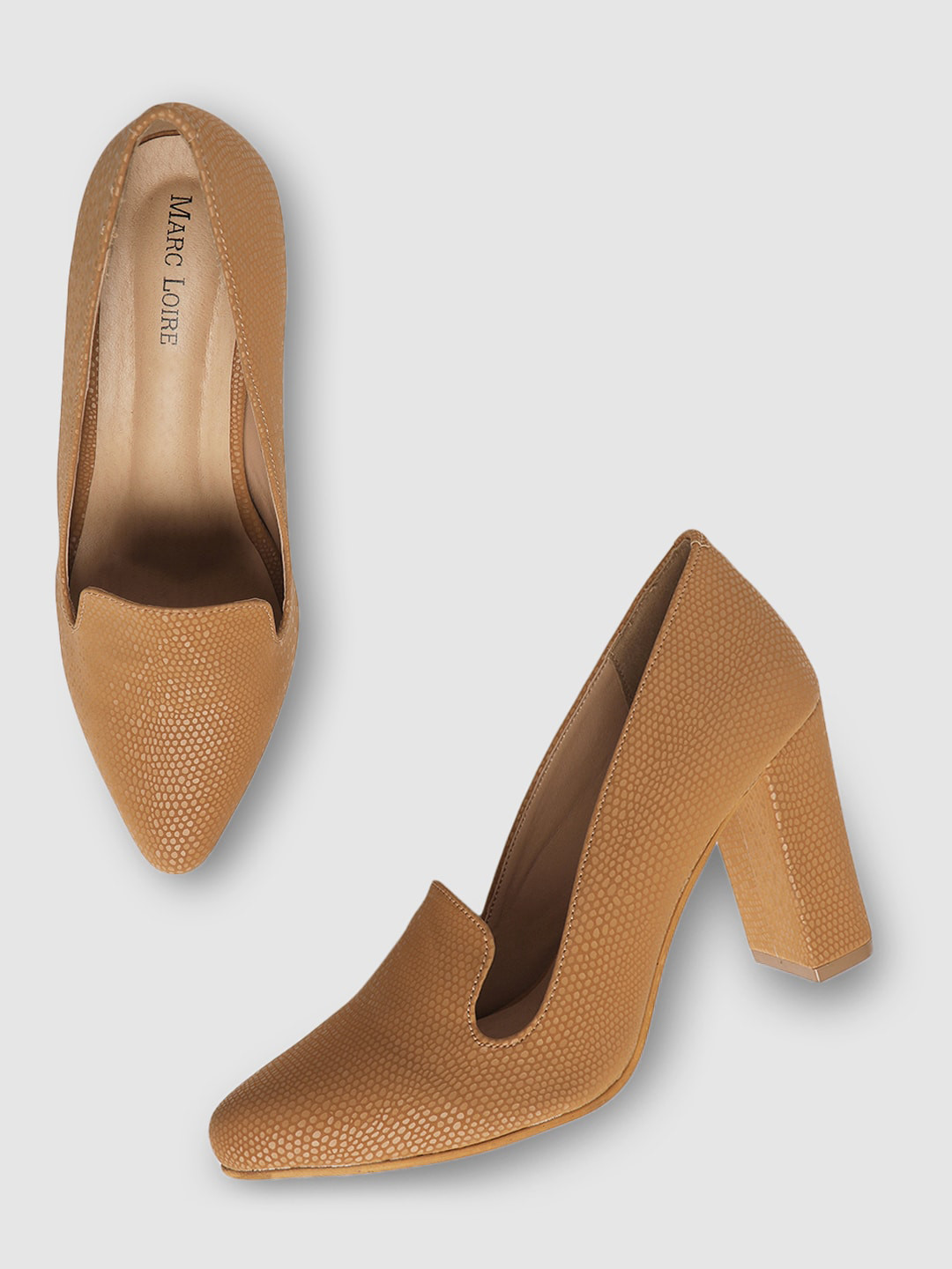 Marc Loire Beige PU Work Block Pumps
