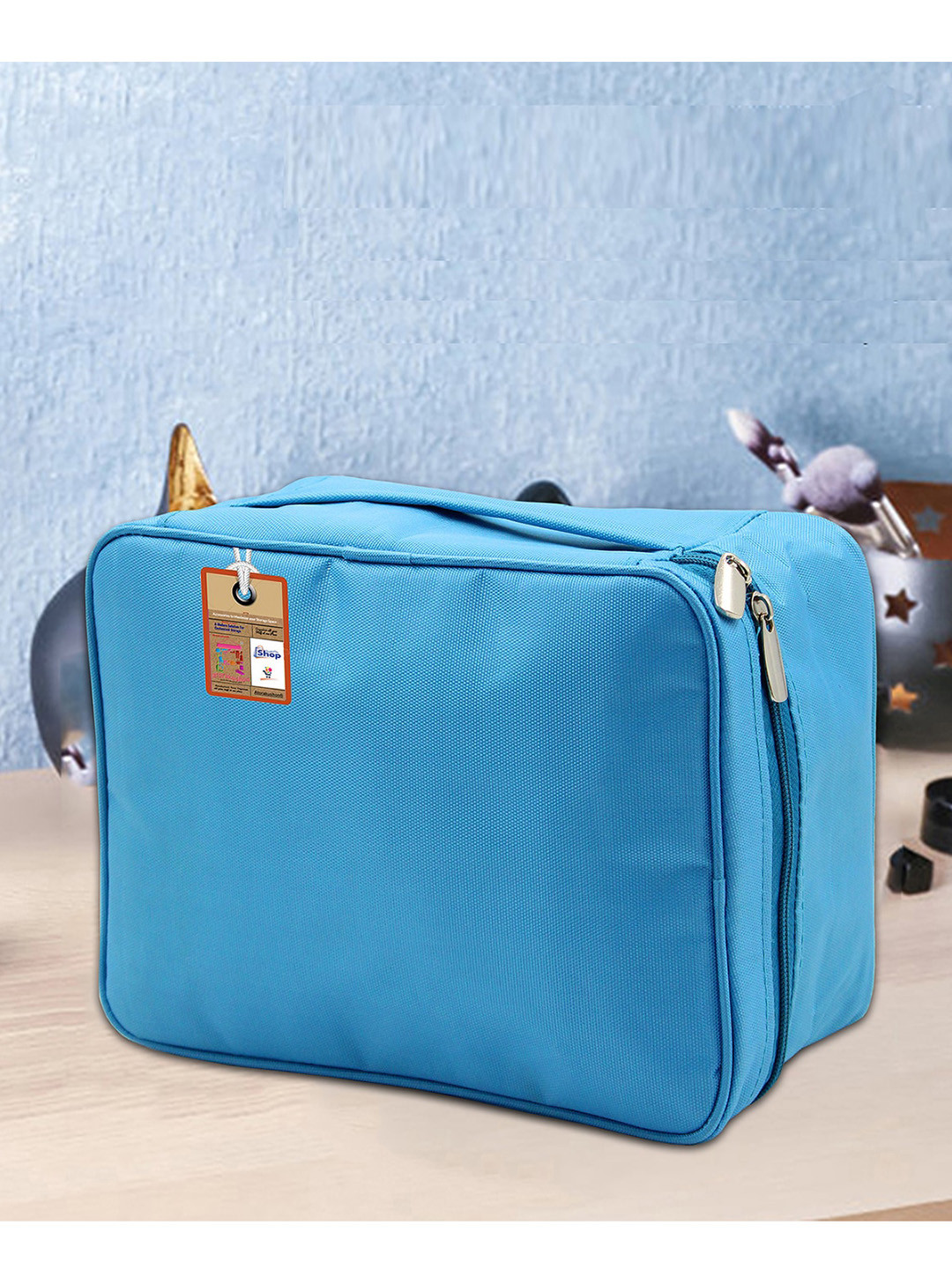atorakushon Sky Blue Solid Makeup Storage Bag Jewellery Organisers