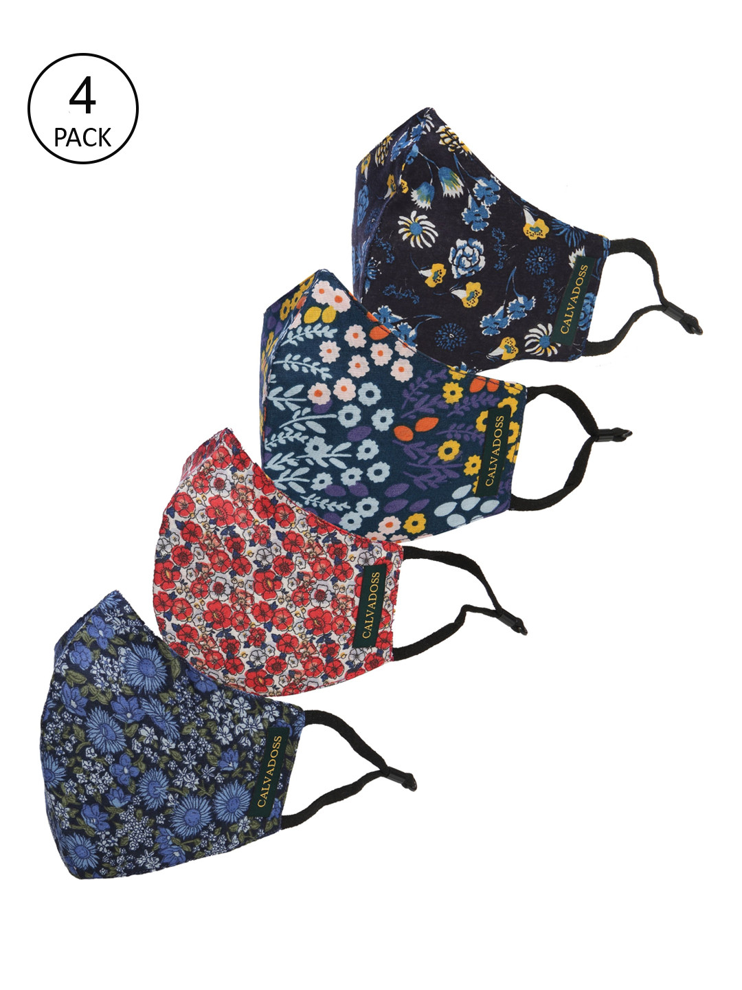 Calvadoss Men Pack Of 4 Assorted Cotton 3-Ply Reusable Outdoor Cloth Masks