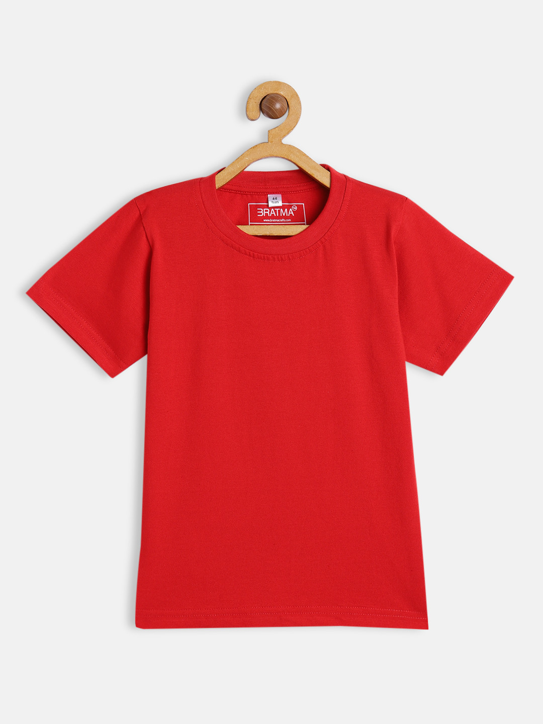 BRATMA Kids Red Solid Cotton T-shirt