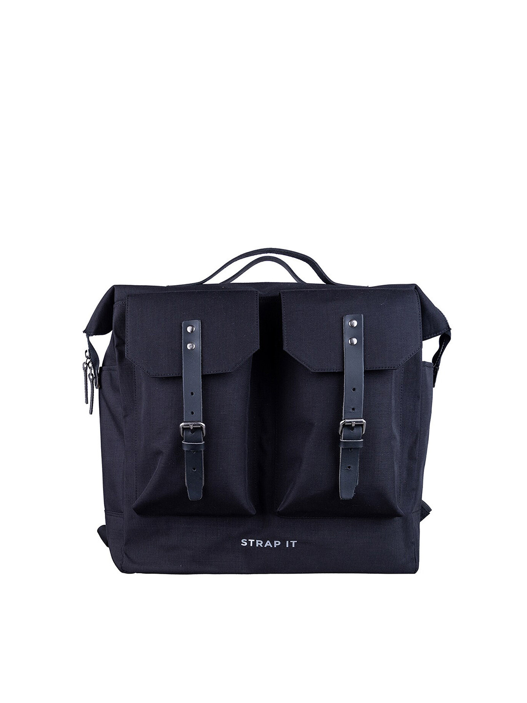 STRAP IT Unisex Black Backpack with Shoe Pocket