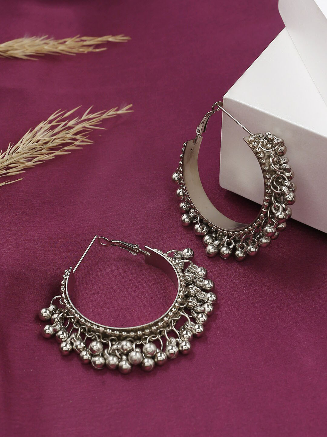 VIRAASI Silver-Toned Classic Hoop Earrings