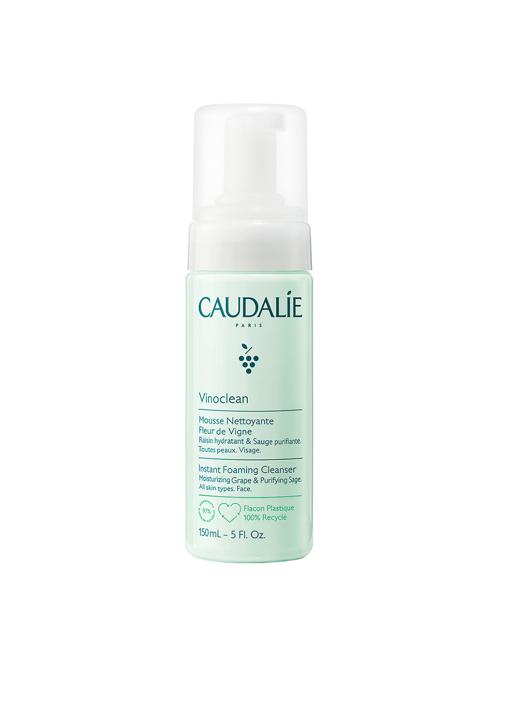 Caudalie Vinoclean Instant Foaming Cleanser with Grape & Sage - Vegan - 150 ml