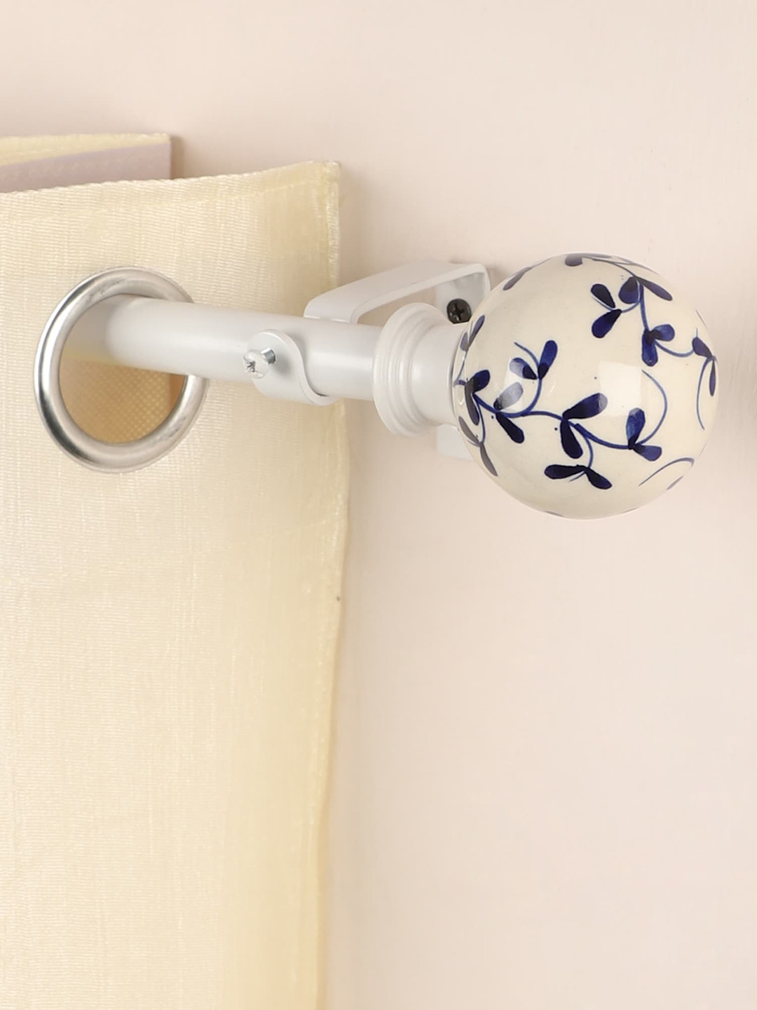 The Decor Mart Set of 2 Blue & Beige Extendable Curtain Rods With Brackets