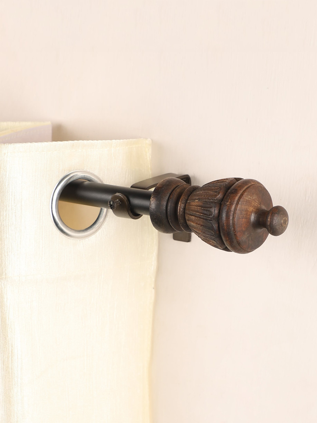 The Decor Mart Pack of 2 Brown Iron Extendable Curtain Rod With Brackets