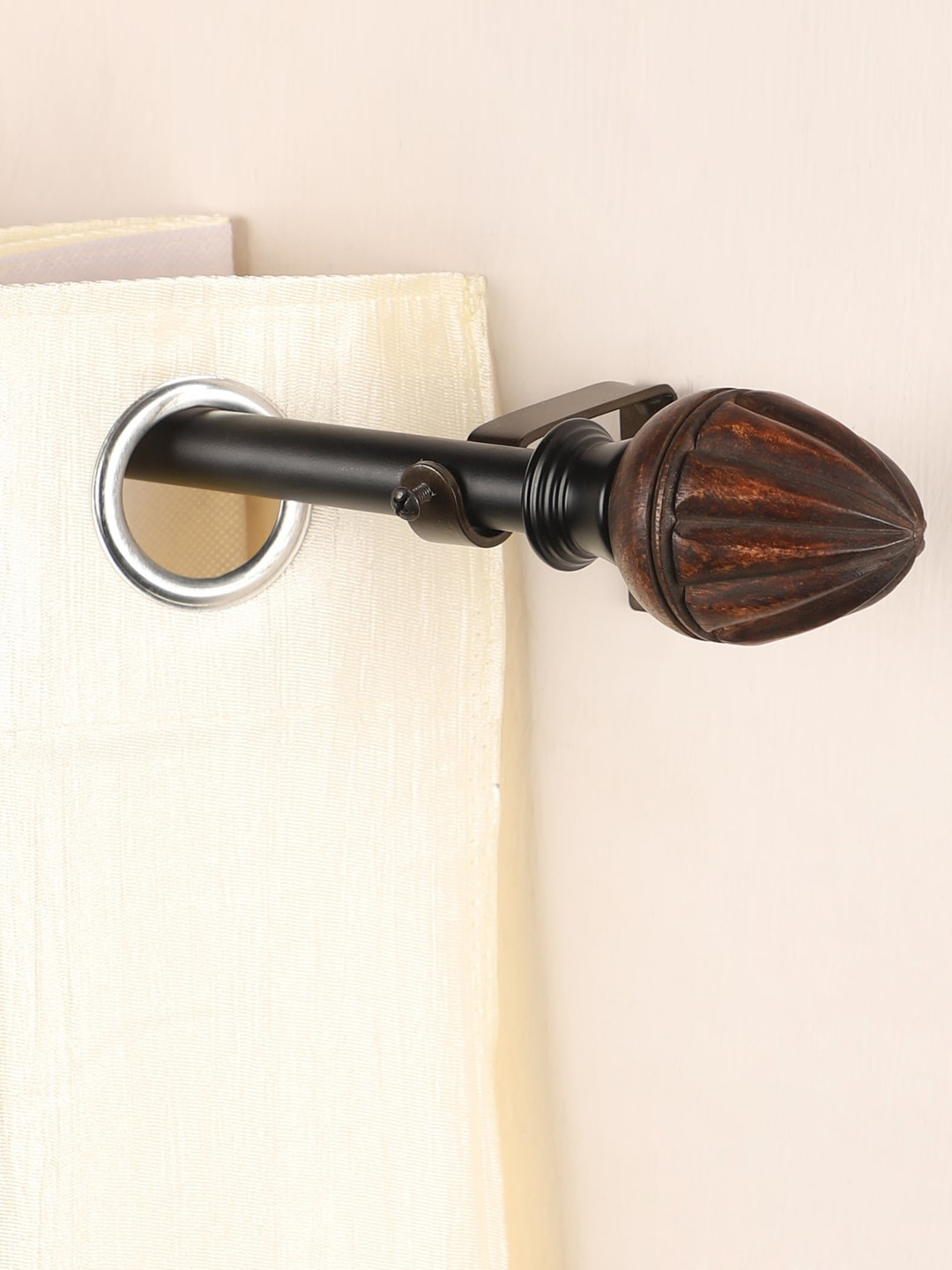 The Decor Mart Black & Brown Extendable Curtain Rods With Brackets