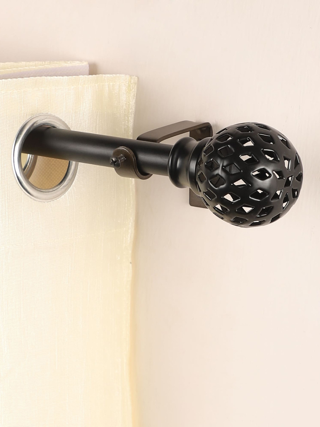 The Decor Mart Black Microfiber Curtain Rod Set