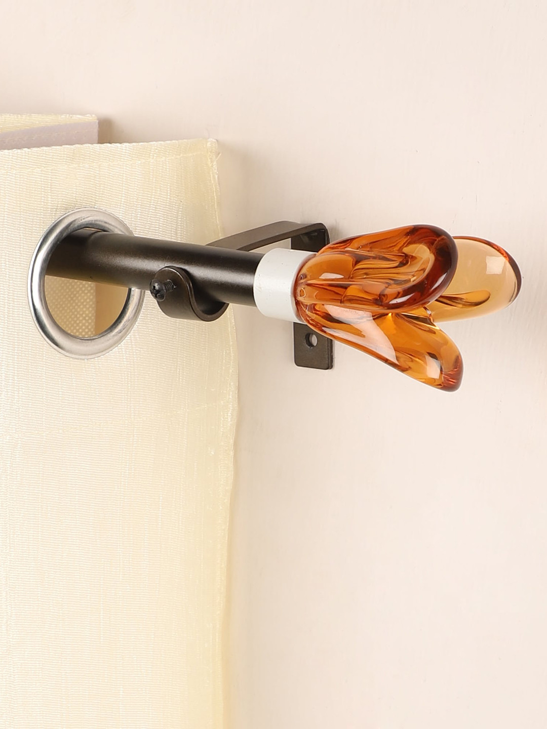 The Decor Mart Set Of 4 Orange & Black Extendable Curtain Rods With Brackets