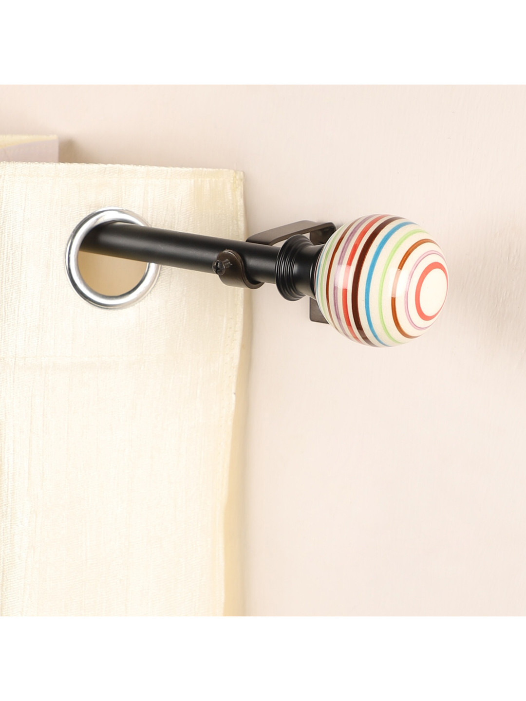 The Decor Mart Set Of 2 Brown & Orange Extendable Curtain Rods With Brackets