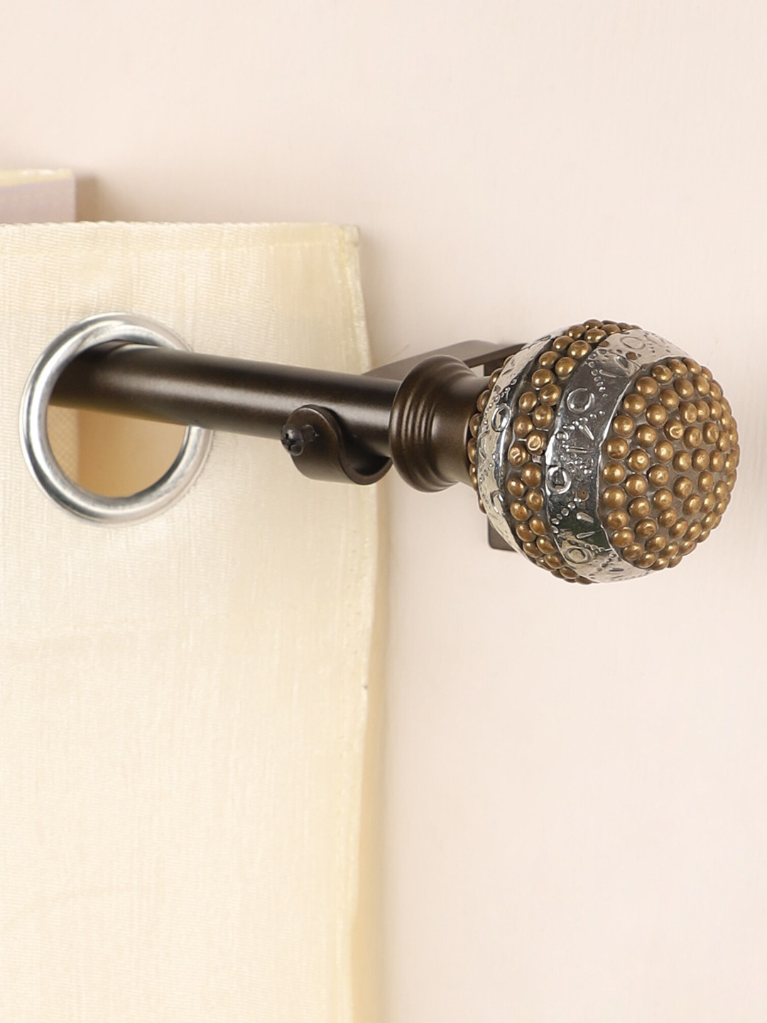 The Decor Mart Set Of 2 Gold-Coloured Extendable Curtain Rods With Brackets