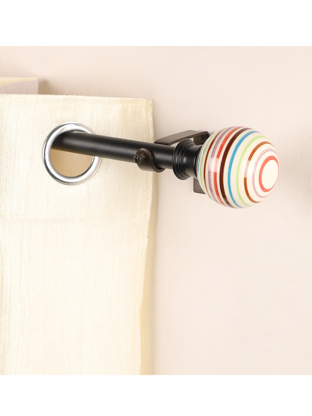 The Decor Mart Set Of 4 Brown & Red Extendable Curtain Rods With Brackets