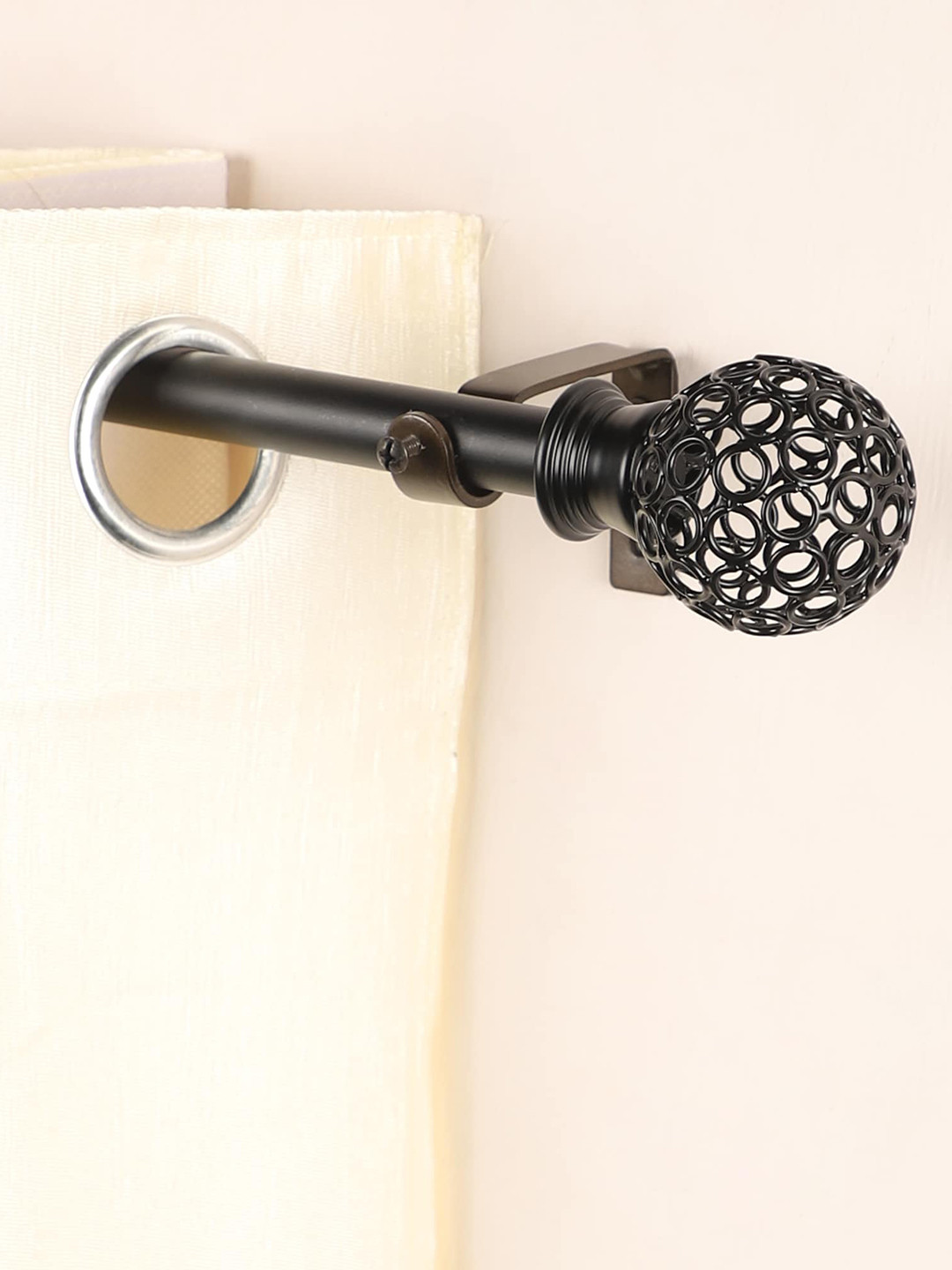 The Decor Mart Black Extendable Curtain Rods With Brackets