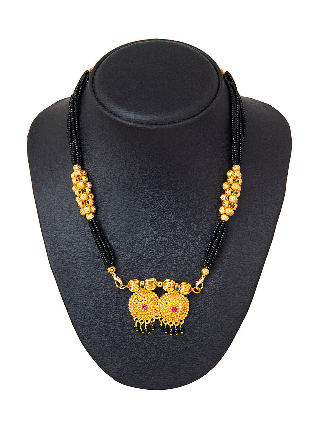 Shining Jewel - By Shivansh Gold-Plated & Black Brass Necklace
