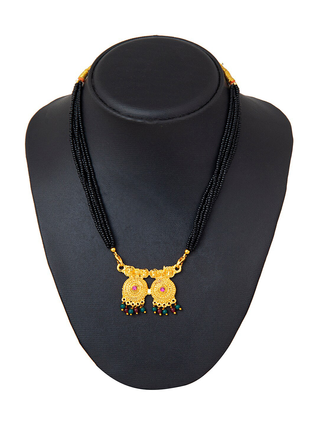 Shining Jewel - By Shivansh Gold-Toned & Black Brass Necklace