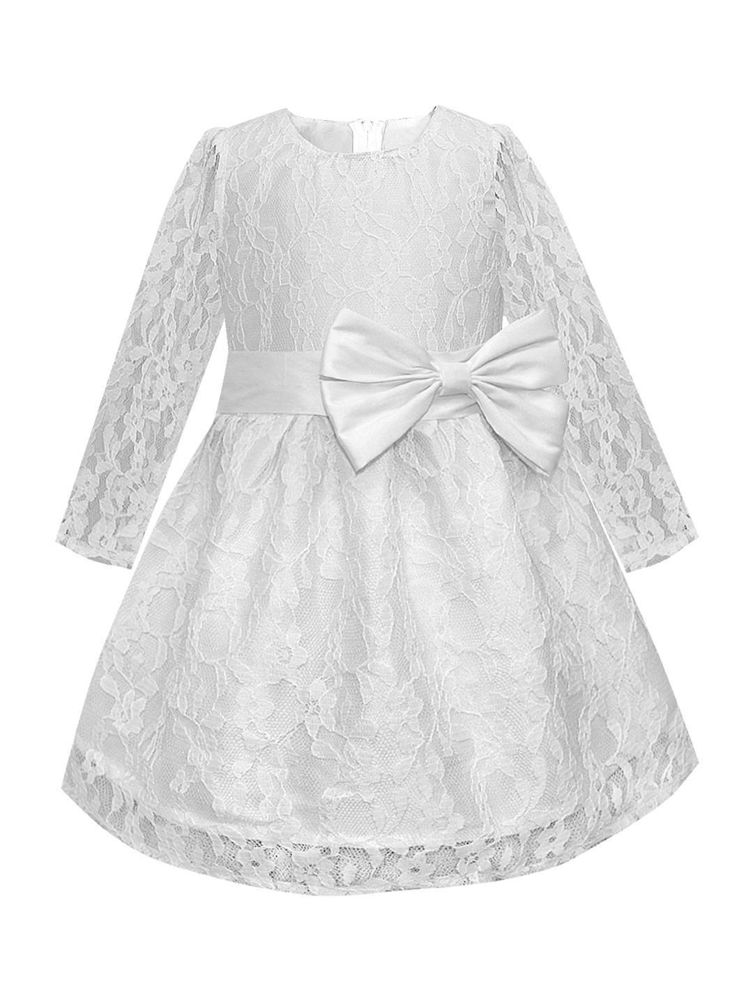 A T U N White Floral Lace Dress