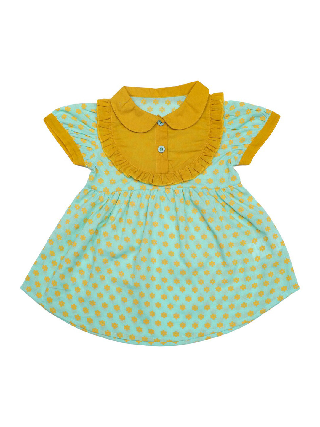Nino Bambino Green Peter Pan Collar Organic Cotton Dress