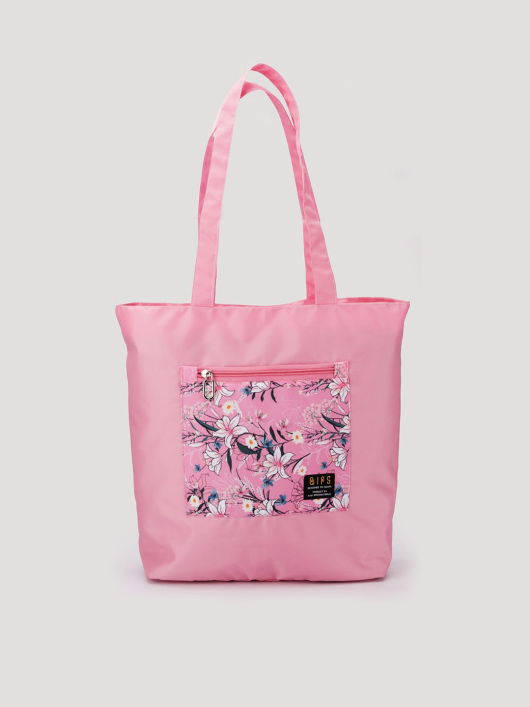 QIPS Pink Floral Printed Shopper Tote Bag