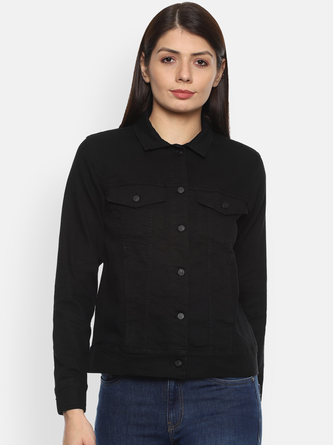 Van Heusen Woman Women Black Crop Denim Jacket