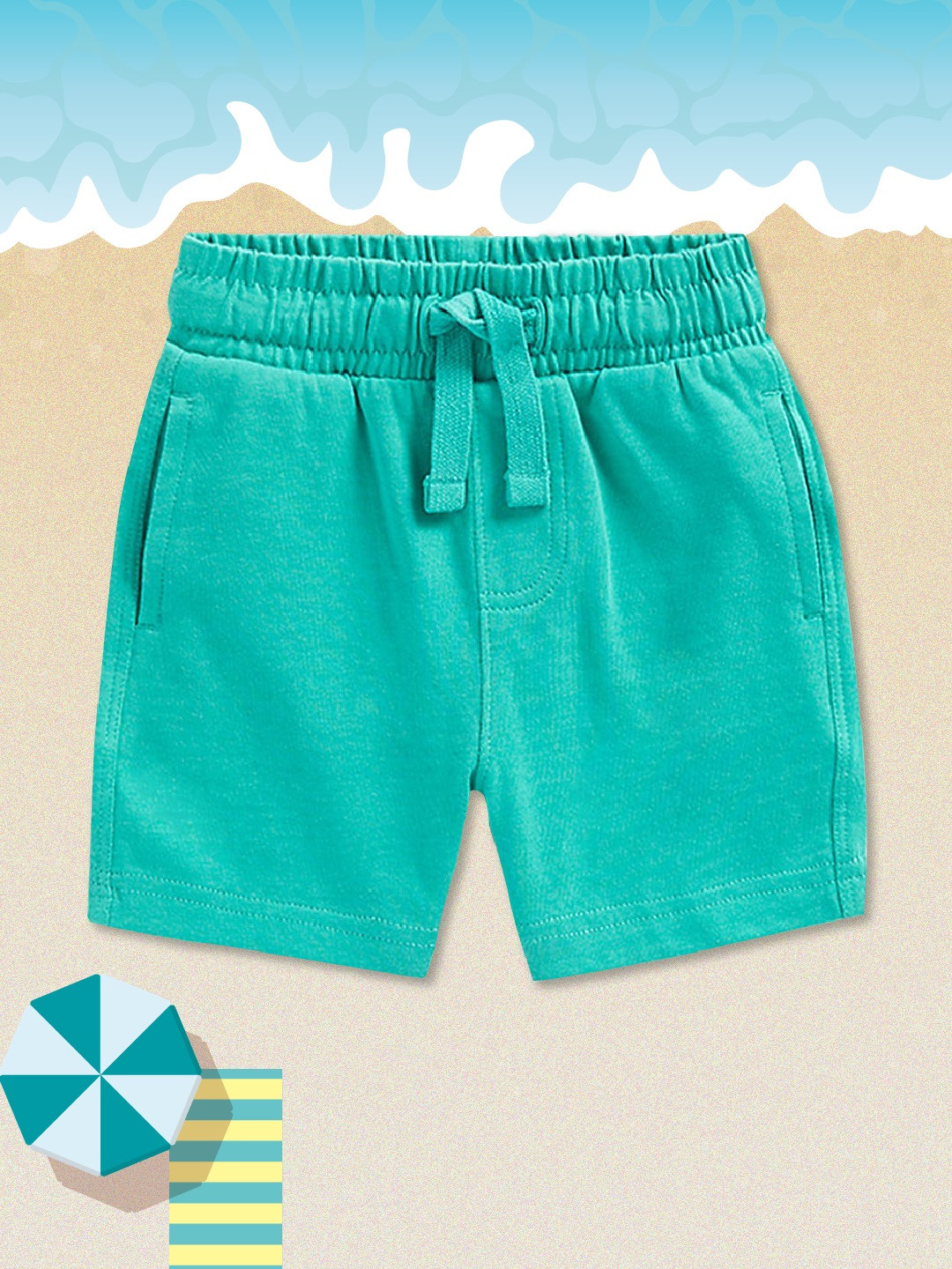 mothercare Infant Boys Green Solid Pure Cotton Regular Shorts