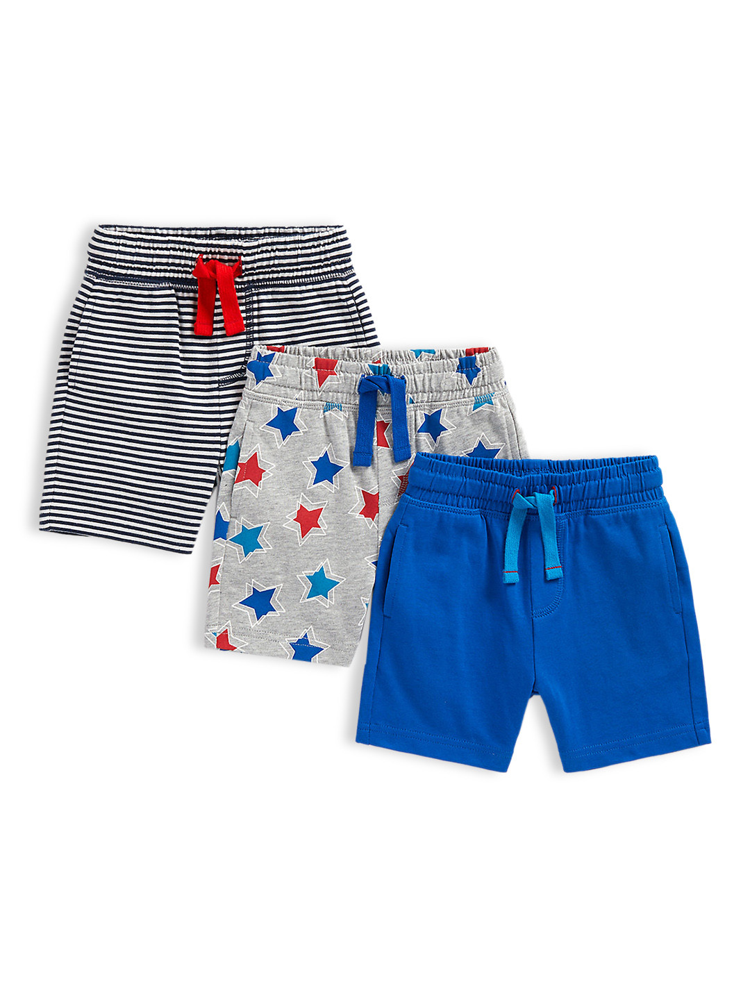mothercare Infant Boys 3-Pcs Pure Cotton High-Rise Shorts