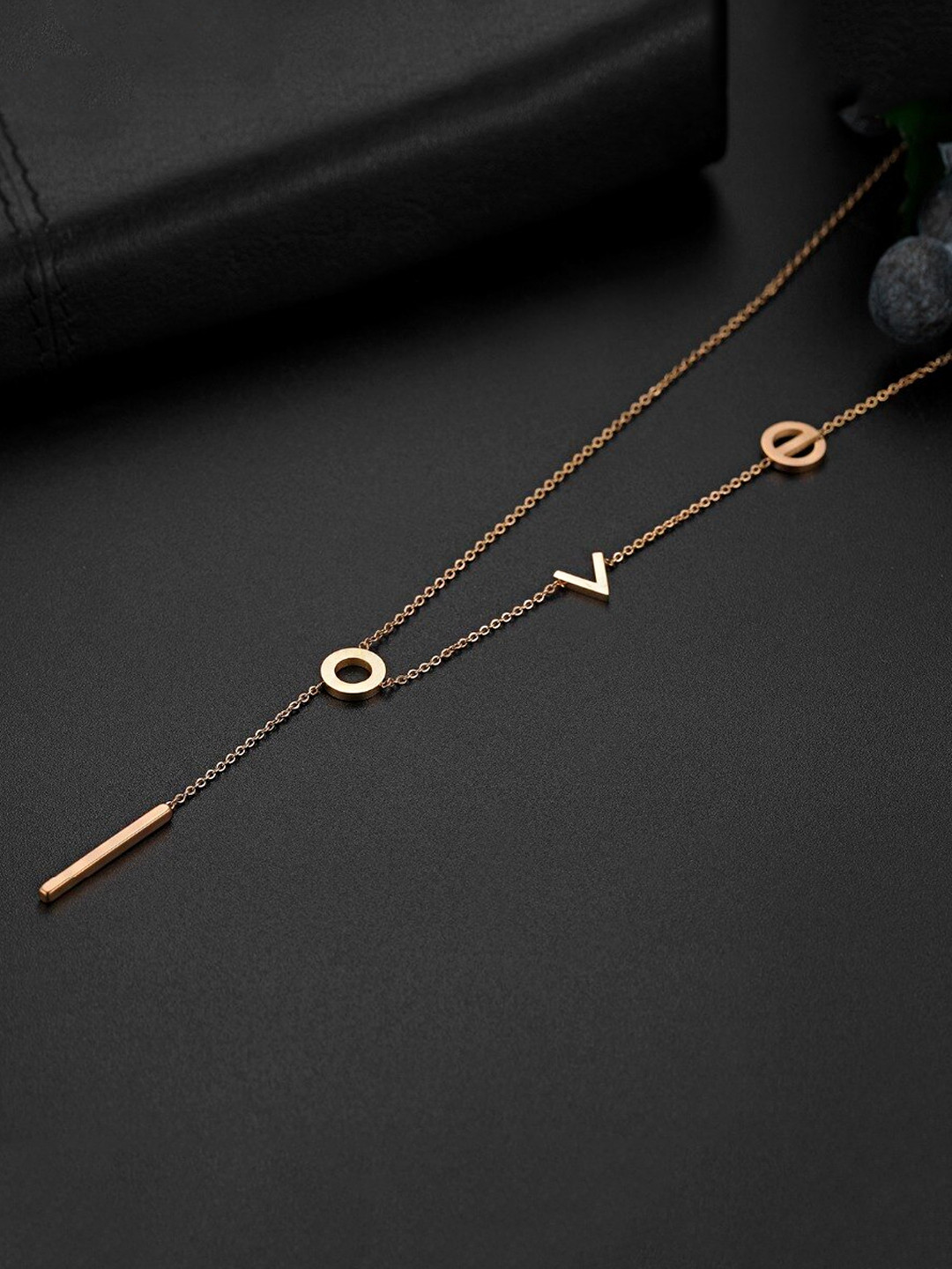 Yellow Chimes Rose Gold-Plated Love Pendant With Chain