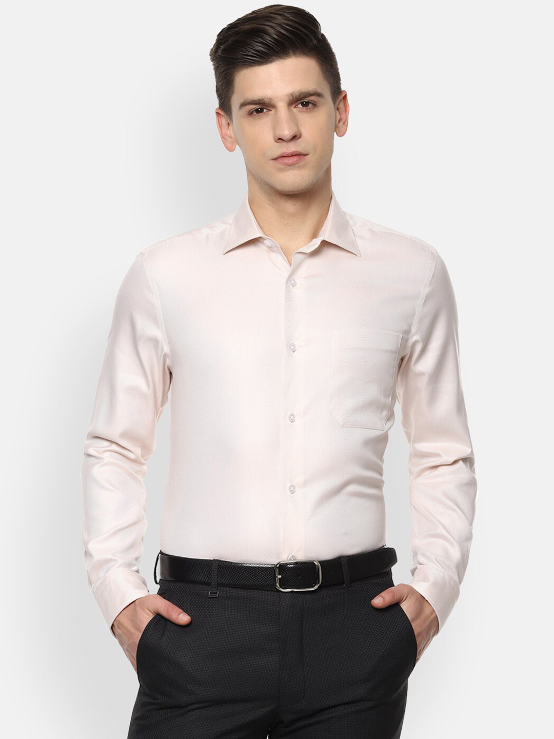Louis Philippe Men Pink Pure Cotton Regular Fit Formal Shirt