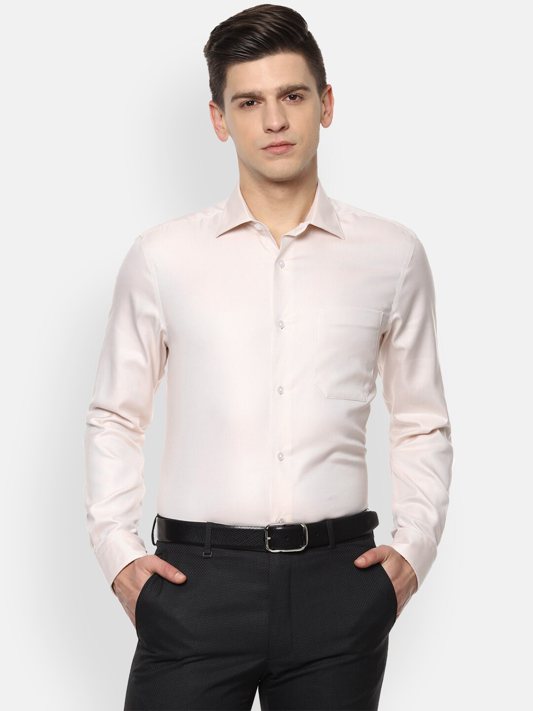 Louis Philippe Men Pink Regular Fit Solid Formal Shirt