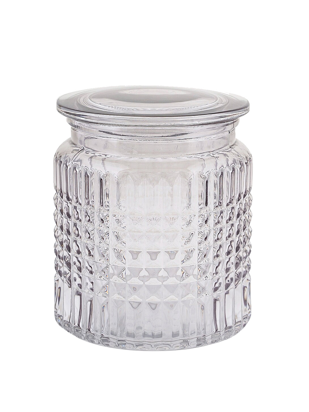 Pure Home and Living Transparent Cotton Jar with Metallic Lid